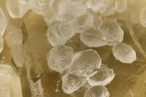 'Chabazite' on Calcite<br />Cantera Beech Creek, Mount Vernon, Condado Grant, Oregon, USA<br />FOV = 3.3 mm<br /> (Author: Doug)