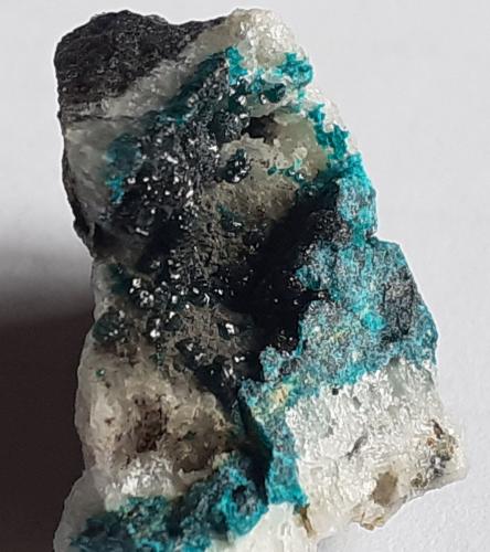 Pseudomalachite<br />Mina Miguel Vacas, Freguesías Pardais y Conceição, Vila Viçosa, Distrito Évora, Província Alentejo Central, Región Alentejo, Portugal<br />1,8 x 1,3 cm<br /> (Author: Volkmar Stingl)