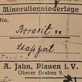 A Stassfurt boracite label of the saxonian mineral dealer Albin Jahn/Plauen. (Author: Andreas Gerstenberg)