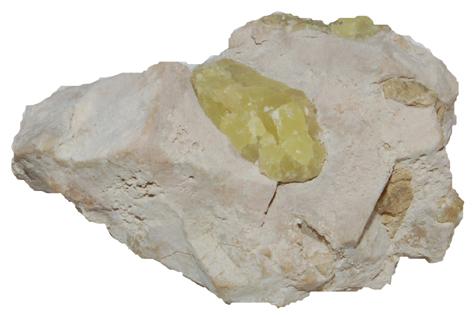 Azufre, Minas de Hellín, Hellín (Albacete).
Tamaño: 2,2x3,4x1,5. (Autor: Andrés López)