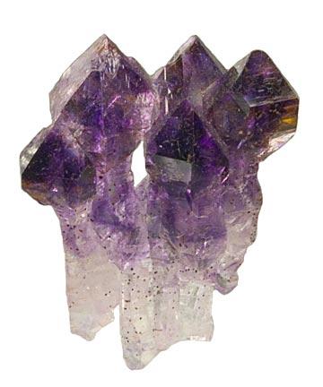 Quartz, var. amethyst, cluster of scepter crystals, Maharashtra, India, 2.4 x 2.1 x 1.6 cm (Author: Jim)