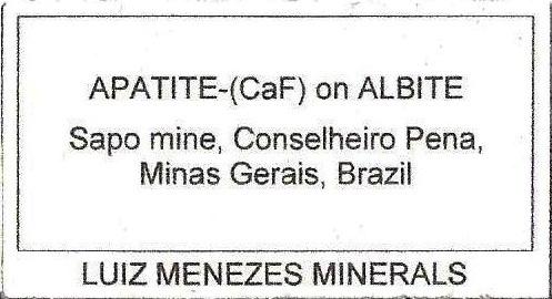 The label i got with this specimen, from Sapo mine grandmaster Luiz Menezes himself ;-) (Author: Tobi)