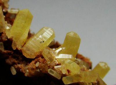 Pyromorphite
Fajano Mine, Villamayor de Calatrava, Ciudad Real, Spain. 
Crystals 0,3 cm. (Author: nimfiara)