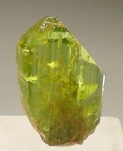 Forsterite (peridot), St John’s Island, Egypt, Africa, 2 x 1.1 x 0.6 cm (Author: Jim)