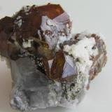 Esfalerita c/Dolomita y Calcita.
Mina Las Mánforas, Aliva, Camaleño, Cantabria, España.
Tamaño de la pieza 5x4x4 cm, con cristales hasta 2,2 cm. Col y foto N. Gaspar. (Autor: Nacho)