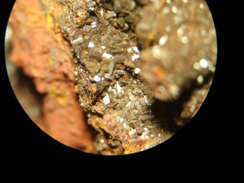 Cristales (quizás goethita) de menos de 0,3 mm. Origen: Morro das Balas, Formiga -Minas Gerais-Brasil (Autor: Anisio Claudio)