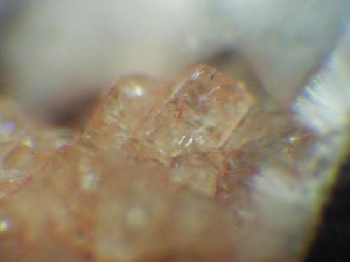 Cristales de Chabasita. 1 mm el pseudocubo. (Autor: Pepe Ruano)