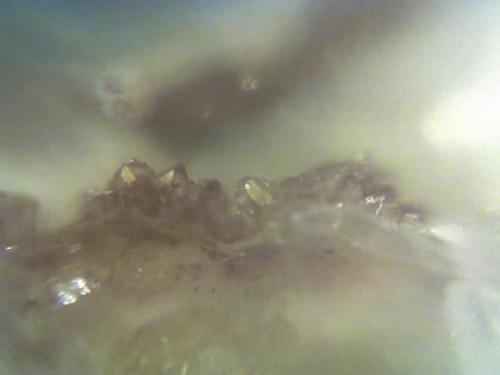 Parte de una Fluorita, la parte sacada solo mide 3 x 2mm (Autor: Leonardo S. Zaccolo)