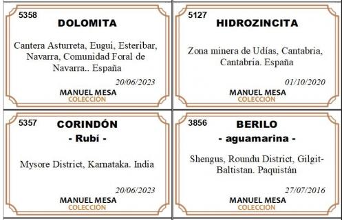 Nuevas etiquetas de minerales<br /><br /><br /> (Autor: Manuel Mesa)