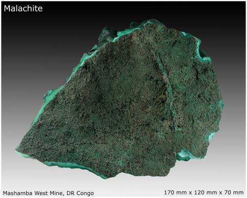 Malachite<br />Mashamba West Mine, Kolwezi District, Lualaba, Katanga Copper Crescent, Katanga (Shaba), Democratic Republic of the Congo (Zaire)<br />170 mm x 120 mm x 70 mm<br /> (Author: silvia)