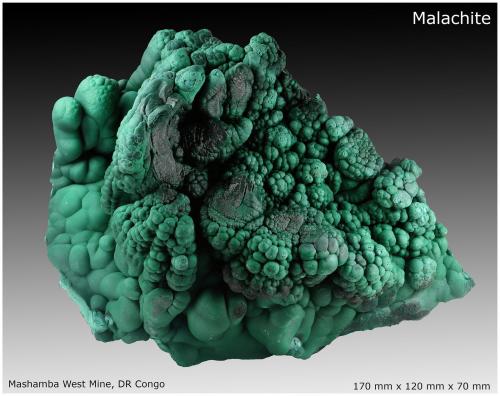 Malachite<br />Mashamba West Mine, Kolwezi District, Lualaba, Katanga Copper Crescent, Katanga (Shaba), Democratic Republic of the Congo (Zaire)<br />170 mm x 120 mm x 70 mm<br /> (Author: silvia)