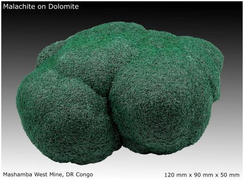 Malachite on Dolomite<br />Mashamba West Mine, Kolwezi District, Lualaba, Katanga Copper Crescent, Katanga (Shaba), Democratic Republic of the Congo (Zaire)<br />120 mm x 90 mm x 50 mm<br /> (Author: silvia)