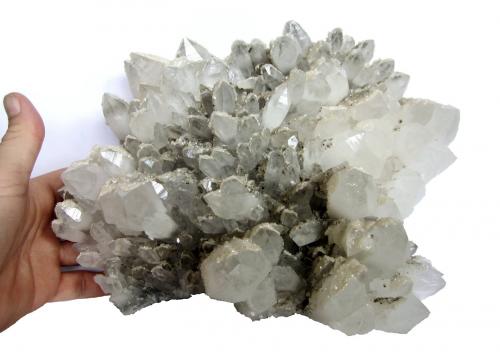 Quartz, Dolomite, Pyrite<br />Cavnic Mine, Cavnic mining area, Cavnic, Maramures, Romania<br />Specimen size 27 x 20 cm, largest quartz 7 cm<br /> (Author: Tobi)