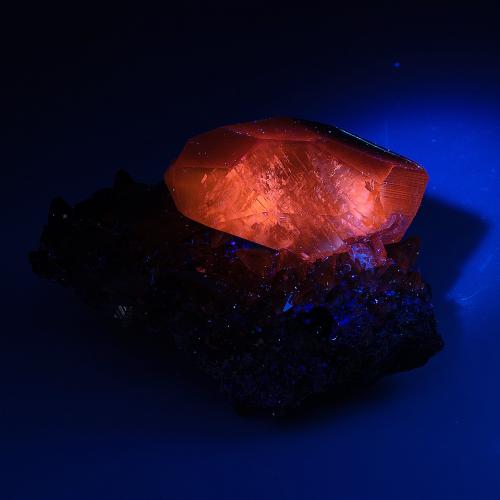 Calcita<br />Tonglüshan Mine, Edong, Daye, Huangshi Prefecture, Hubei Province, China<br />81 mm x 51 mm x 49 mm. Cristal principal: 49 mm de largo. Masa: 144 g.<br /> (Autor: Carles Millan)