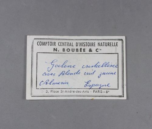 _Etiqueta de Galena con Esfalerita<br />Almería, Andalusia, Spain<br />4,5 x 4 x 2,6 cm.  152,8 g.<br /> (Autor: J. G. Alcolea)