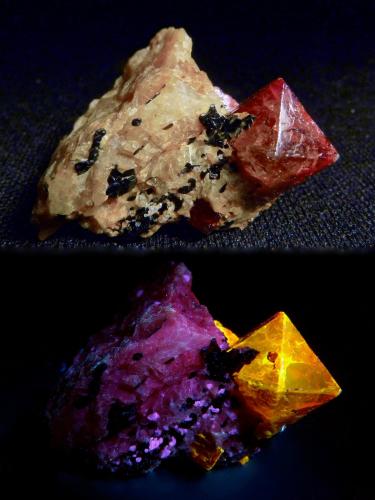Zircón, calcita y biotita<br />Harcho, Astor Valley, Astor District, Gilgit-Baltistan (Northern Areas), Pakistan<br />El zircón mide 11 mm<br /> (Autor: Josele)