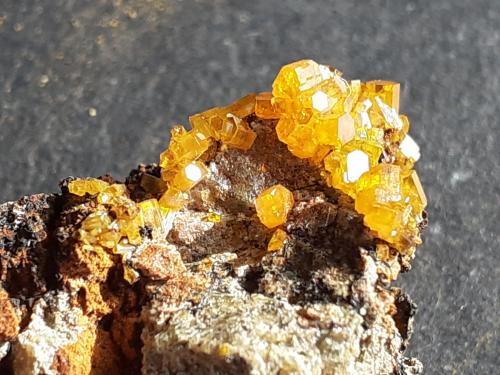 Mimetite<br />Pingtouling Mine, Liannan, Qingyuan Prefecture, Guangdong Province, China<br />4 x 2 cm<br /> (Author: Volkmar Stingl)