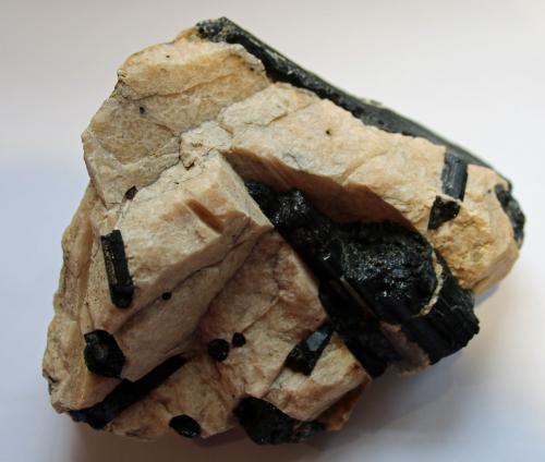 Schorl (Tourmaline Group), Orthoclase<br />Elk Creek Pegmatite, Elk Township, Lewisville, Chester County, Pennsylvania, USA<br />130mm x 120mm x 70mm<br /> (Author: James Catmur)