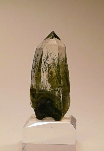 Quartz with Chlorite and Actinolite<br />Ganesh Himal, Dhading District, Bagmati Pradesh, Nepal<br />62mm x 30mm x 25mm<br /> (Author: Philippe Durand)