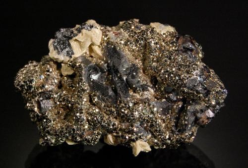 Pyrite, Ferberite, Siderite<br />Minas da Panasqueira, Aldeia de São Francisco de Assis, Covilhã, Castelo Branco, Cova da Beira, Centro, Portugal<br />7.6 x 5.2 x 3.6 cm<br /> (Author: Michael Shaw)