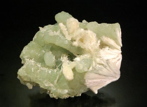 Prehnite and Pectolite<br />Prospect Park Quarry, Prospect Park, Passaic County, New Jersey, USA<br />6.1 x 5.7 x 3.1 cm<br /> (Author: Michael Shaw)