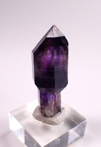 Quartz (variety amethyst scepter)<br />Zona Brandberg, Región Erongo, Namibia<br />40 mm x 17 mm x 15 mm<br /> (Author: Don Lum)