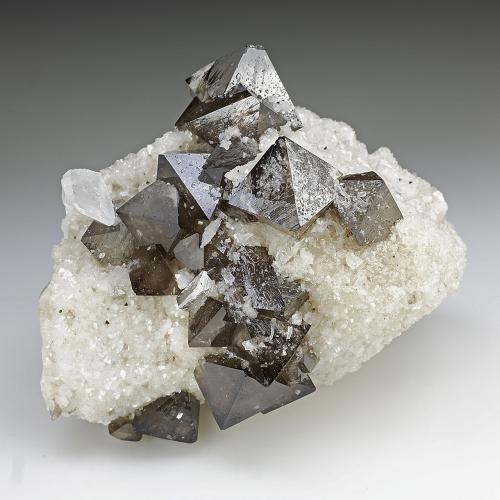 Scheelita, Dolomita y Cuarzo<br />Yaogangxian Mine, Yizhang, Chenzhou Prefecture, Hunan Province, China<br />71 mm x 54 mm x 54 mm. Cristal mayor de scheelita: 19 mm de vértice a vértice. Masa: 178 g<br /> (Autor: Carles Millan)