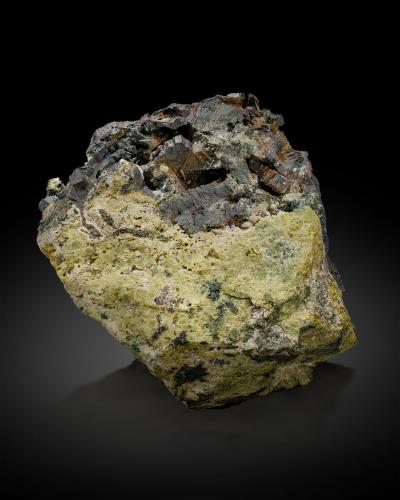 Hulsite with Epidote<br />Lost River Mine, Lost River Valley, Port Clarence, Nome Census Area, Alaska, USA<br />10 x 10 x 11.5 cm / main crystal: 2.0 cm.<br /> (Author: MIM Museum)