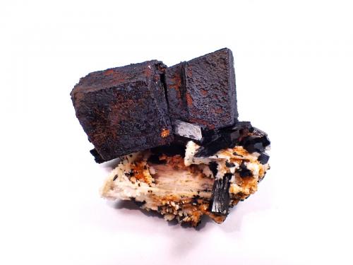 Hematite on Goethite after Siderite, Feldspar, Schorl<br />Erongo Mountain, Usakos, Erongo Region, Namibia<br />54 mm x 47 mm x 45 mm<br /> (Author: Don Lum)