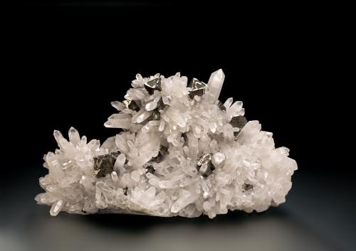 Stannite on Quartz<br />Lianzhou City (Lianxian), Qingyuan Prefecture, Guangdong Province, China<br />16.5 x 8.5 x 9.5 cm / main crystal: 1.9 cm.<br /> (Author: MIM Museum)