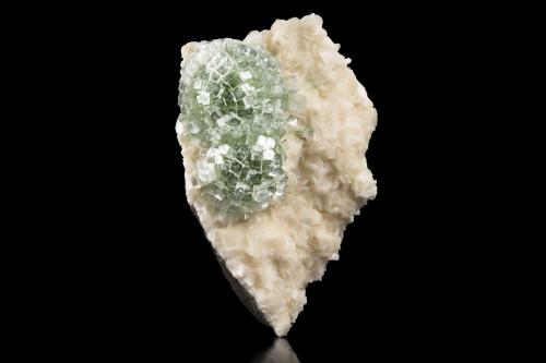 Fluorapophyllite-(K) on Stilbite-Ca<br />Momim Akhada, Rahuri, Ahmadnagar District, Maharashtra, India<br />7.5 x 16 x 24 cm / main crystal: 2 cm.<br /> (Author: MIM Museum)