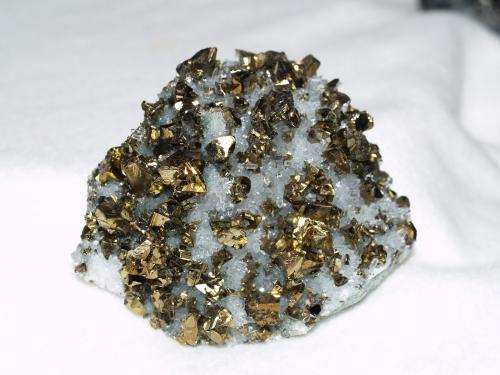 Chalcopyrite<br />Durango, Mexico<br />6.5x5.4x2 cm''s<br /> (Author: Joseph DOliveira)