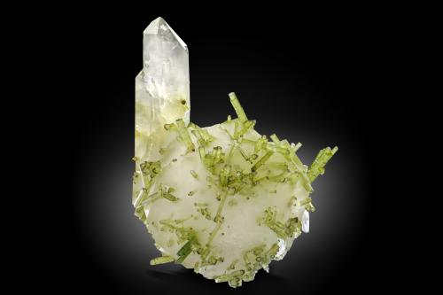 Pollucite with Tourmaline (Group), Quartz and Orthoclase<br />Chhappu, Shigar District, Gilgit-Baltistan (Northern Areas), Pakistan<br />15.5 x 16.5 x 13.5 cm / main crystal: 11.8 cm.<br /> (Author: MIM Museum)