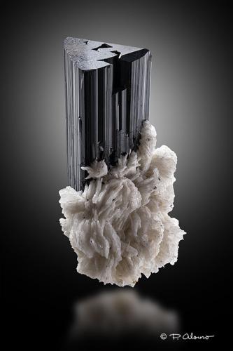 Schorlo + Albita<br />Nagar, Valle Hunza, Distrito Nagar, Gilgit-Baltistan (Áreas del Norte), Paquistán<br />4cm x 7cm x 5,5cm<br /> (Autor: Pere Alonso)