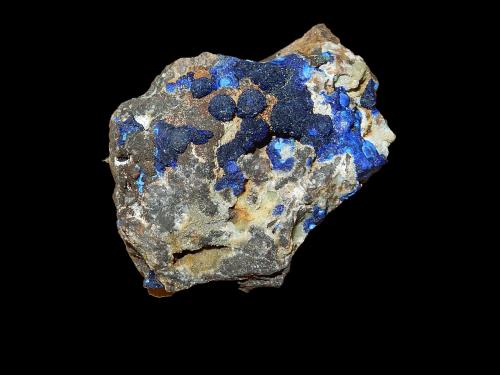 Azurite<br />Democratic Republic of the Congo (Zaire)<br />60 mm x 50 mm x 40 mm<br /> (Author: Dany Mabillard)