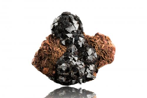 Cronstedtite with Siderite and Dolomite<br />Herja Mine, Chiuzbaia, Baia Sprie, Maramures, Romania<br />4.5 x 3.5 x 4 cm / main crystal: 0.5 cm<br /> (Author: MIM Museum)