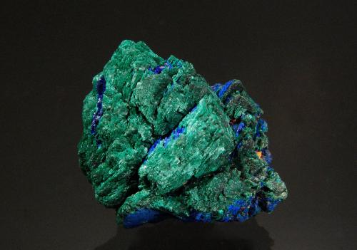 Malachite after Azurite<br />Mount Painter, Arkaroola Wilderness Sanctuary, Northern Flinders Ranges, Flinders Ranges, South Australia, Australia<br />2.9 x 2.5 x 2.0 cm<br /> (Author: Michael Shaw)