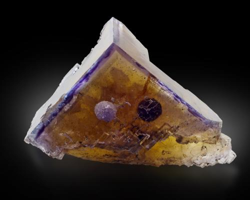 Fluorite with Baryte inclusions<br />Minerva I Mine, Rosiclare formation, Ozark-Mahoning group, Cave-in-Rock Sub-District, Hardin County, Illinois, USA<br />5 x 7 x 4 cm<br /> (Author: MIM Museum)