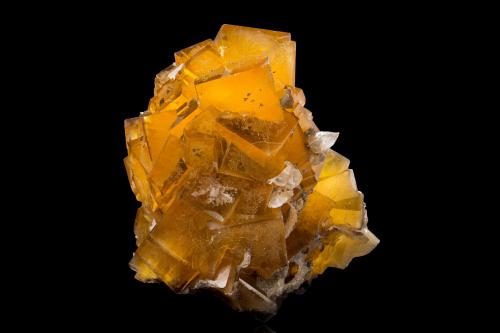 Fluorite with Calcite<br />Minerva I Mine, Rosiclare formation, Ozark-Mahoning group, Cave-in-Rock Sub-District, Hardin County, Illinois, USA<br />9 x 14 x 15.5 cm / main crystal: 6 cm.<br /> (Author: MIM Museum)