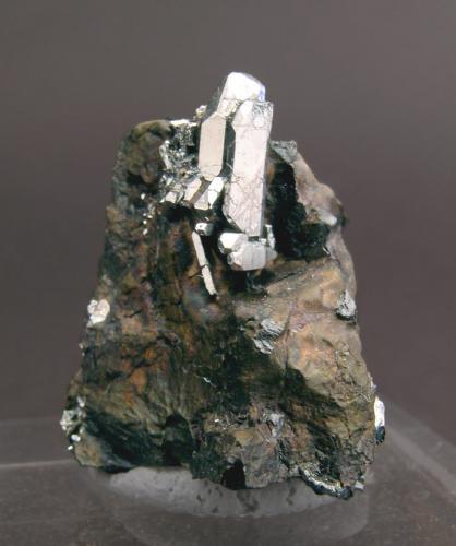 Sperrylita con Cabriíta<br />Oktyabr'skoe deposit, Talnakh, Noril'sk, Putoran Plateau, Taimyr Peninsula, Taymyrskiy Autonomous Okrug, Krasnoyarsk Krai, Russia<br />2 × 1.5 × 2 cm<br /> (Autor: Jordi Fabre)