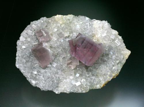 Fluorite on Baryte<br />Beihilfe Mine, Halsbrücke, Freiberg District, Erzgebirgskreis, Saxony/Sachsen, Germany<br />14x10x3 cm<br /> (Author: Jesse Fisher)