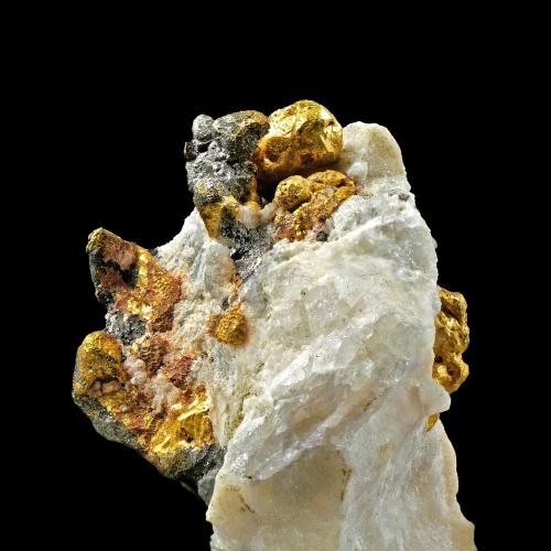 Gold, quartz, arsenopyrite<br />Mina Diltz, Mariposa, Distrito Whitlock, Condado Mariposa, California, USA<br />Specimen size 2,5 x 2 cm<br /> (Author: Tobi)