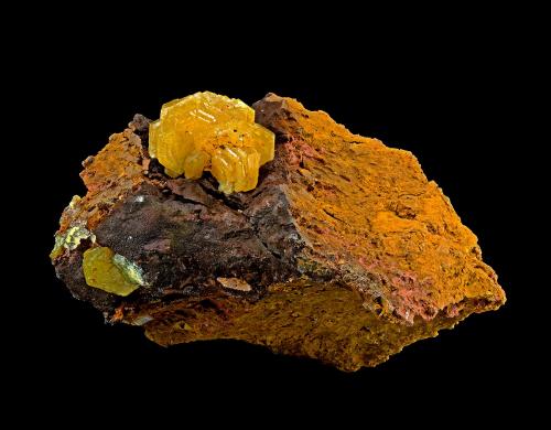 Mimetite<br />Filón Sur open pit, Minas de Tharsis, Tharsis, Alosno, Comarca El Andévalo, Huelva, Andalusia, Spain<br />20x12x12mm<br /> (Author: Carlos Pareja)