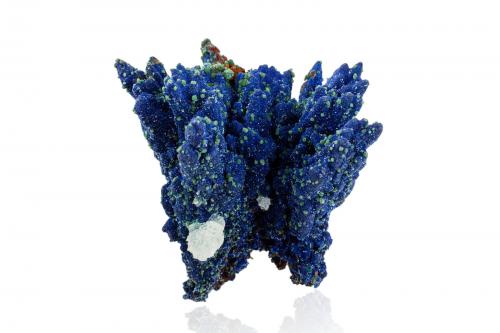 Azurite with Calcite and Malachite on limonite after Calcite<br />Mina Christiana, Minas Kamariza, Agios Konstantinos, Distrito minero Lavrion, Prefectura Attikí (Attica), Grecia<br />6 x 6 x 4.5 cm<br /> (Author: MIM Museum)