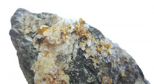 Gold, quartz<br />Ciamousira Mountain, Brusson, Val d'Ayas, Aosta Valley (Val d'Aosta), Italy<br />FOV 4 cm<br /> (Author: Tobi)
