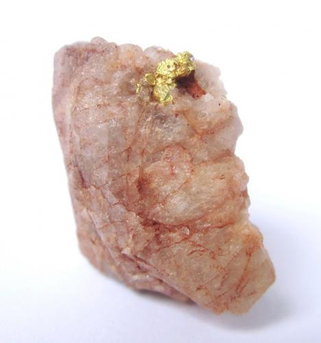 Gold, quartz<br />Viúva claim, Senador Mourão, Diamantina, Vale do Jequitinhonha, Minas Gerais, Brazil<br />Specimen size 3 cm, the gold measures 5 mm<br /> (Author: Tobi)