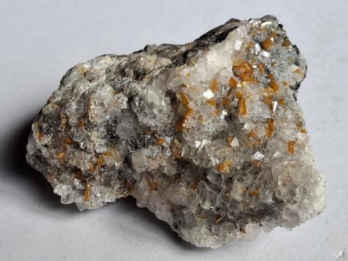 Vanadinite, Calcite<br />Mina San Carlos (Mina Apex), San Carlos, Municipio Manuel Benavides, Chihuahua, México<br />6 x 5,5 cm<br /> (Author: Volkmar Stingl)
