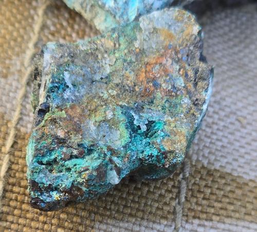 Crysocolla, Arsenopyrite<br />Old Sandbed Mine (Old Sandbeds Mine), Caldbeck Fells, Allerdale, former Cumberland, Cumbria, England / United Kingdom<br />2 cm<br /> (Author: Forrestblyth)