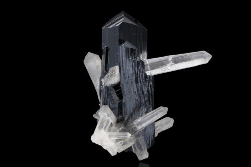 Ilvaite with Quartz<br />Hexigten Banner (Kèshíkèténg Qí), Chifeng (Ulanhad), Inner Mongolia Autonomous Region, China<br />5.5 x 7 x 7.5 cm / main crystal: 7.4 cm<br /> (Author: MIM Museum)
