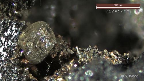 Sulphur<br />Antimonmine Goesdorf Mine, Goesdorf, Wiltz Canton, Luxembourg<br />< 1 mm<br /> (Author: Roger Warin)